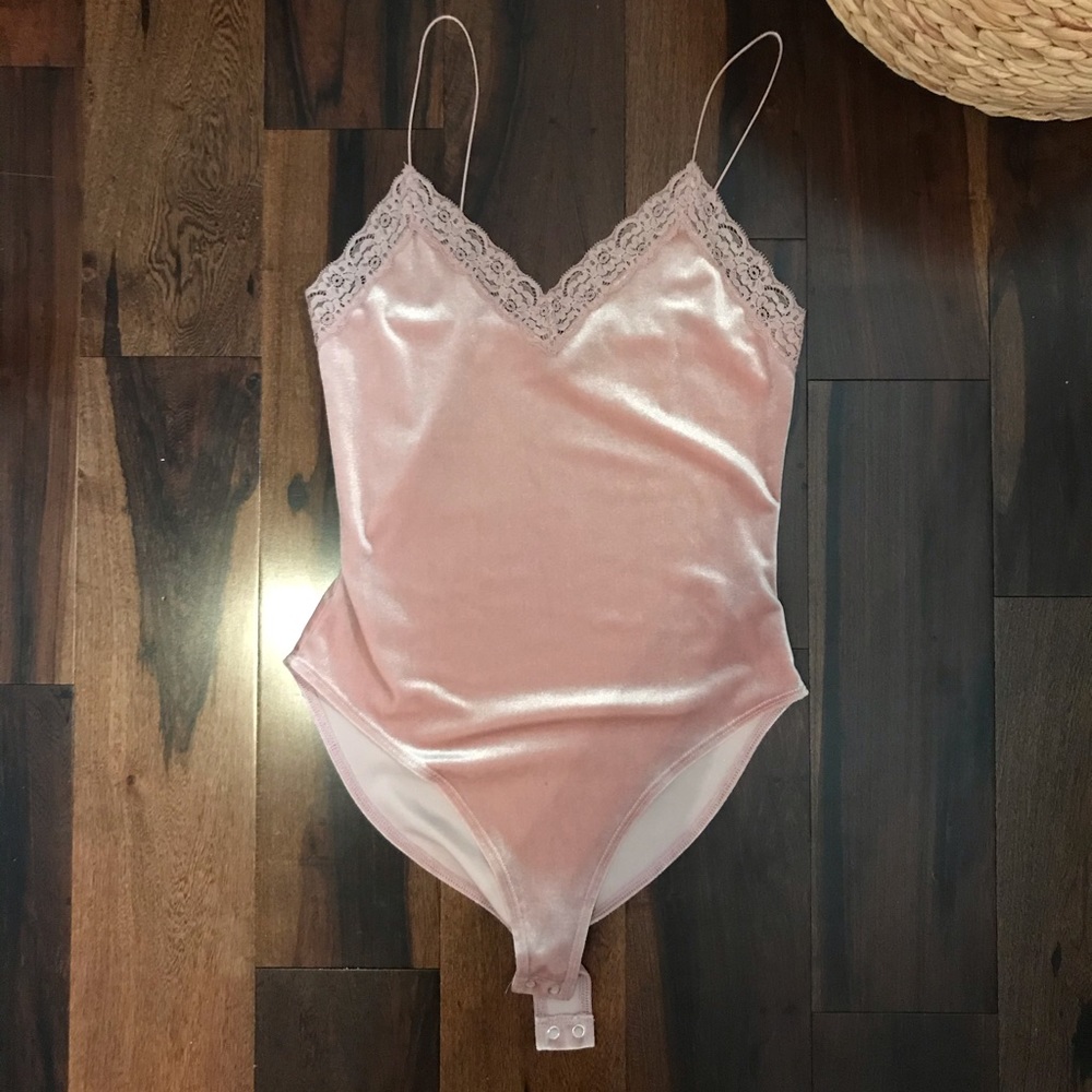 Velvet with lace detailing body suit